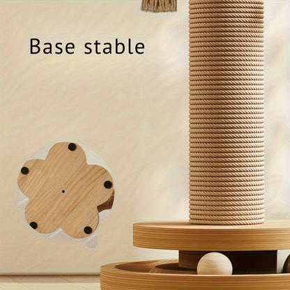 Griffoir en Bois Robuste pour Chat avec Tige en Sisal et Jouets Colorés