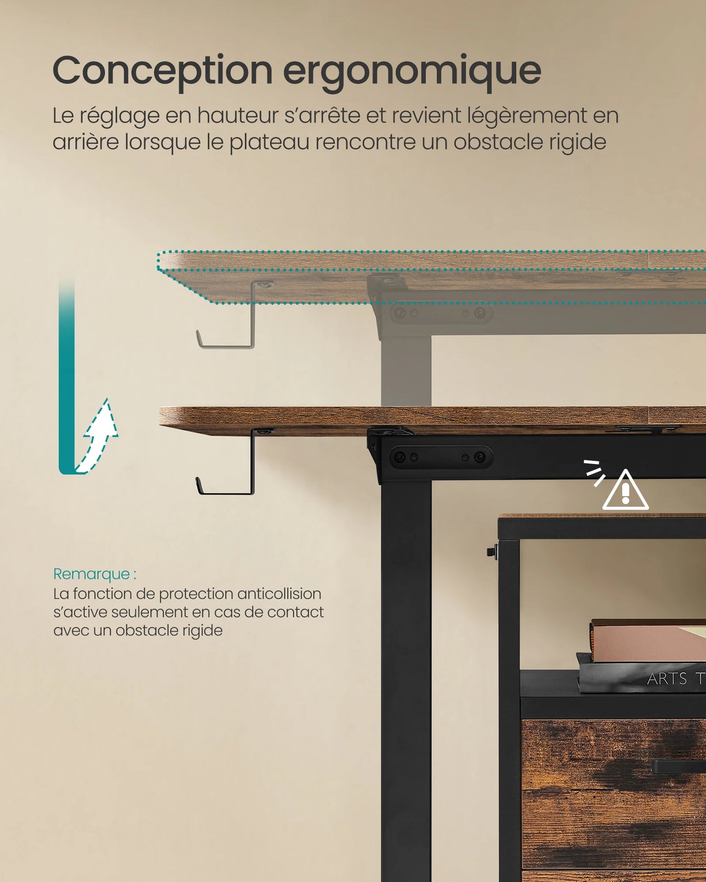 Bureau électrique assis-debout réglable en 4 hauteurs mémorisables