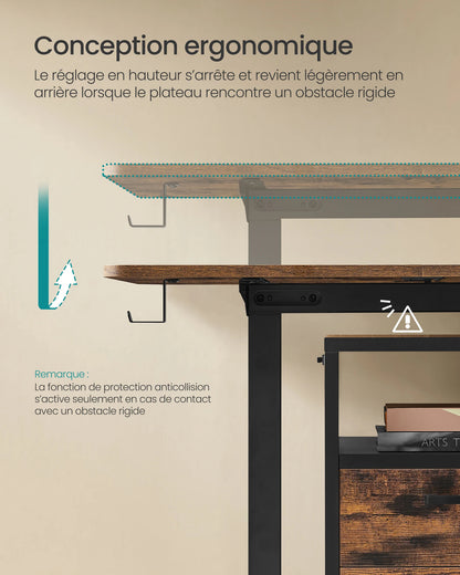 Bureau électrique assis-debout réglable en 4 hauteurs mémorisables