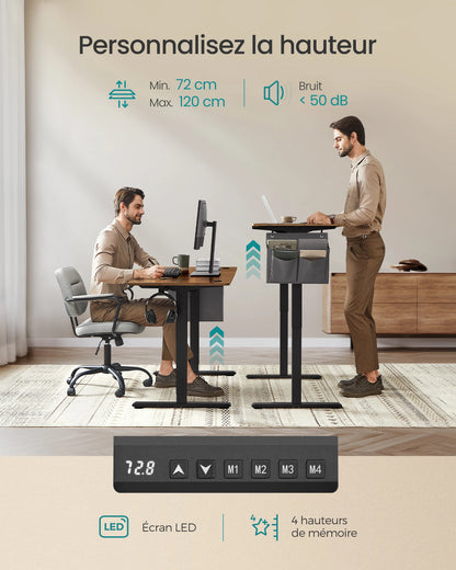 Bureau électrique assis-debout réglable en 4 hauteurs mémorisables