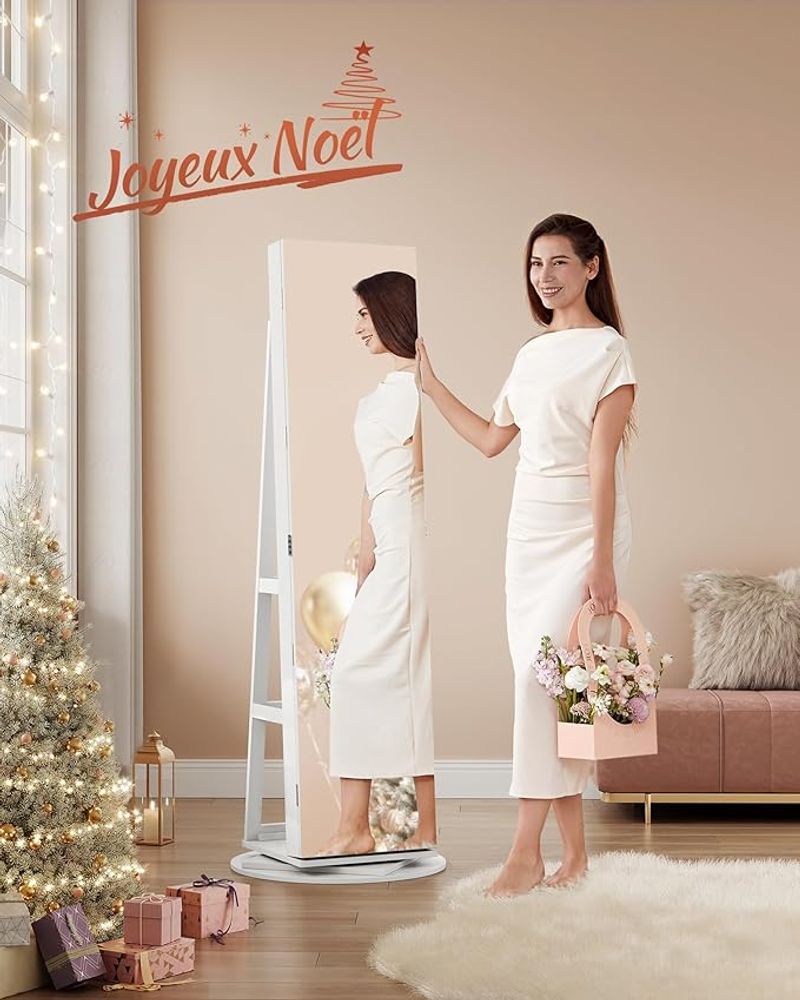 Armoire à bijoux avec 6 LED sur pieds