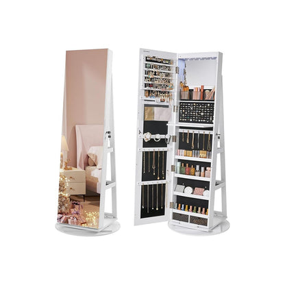 Armoire à bijoux avec 6 LED sur pieds