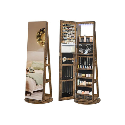 Armoire à bijoux avec 6 LED sur pieds