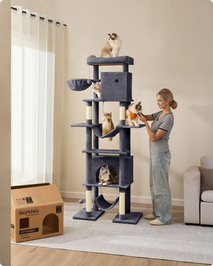 Arbre à chat 201 cm taille XXL dispositif anti-basculement