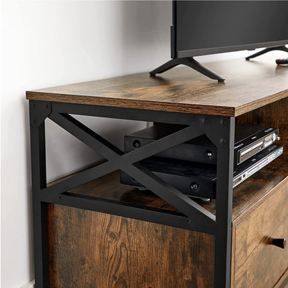 Meuble TV pour Télévision jusqu'à 65 Pouces, Banc Télé avec 3 Tiroirs, 40 x 147 x 50 cm, Style Industriel, Cadre en Acier