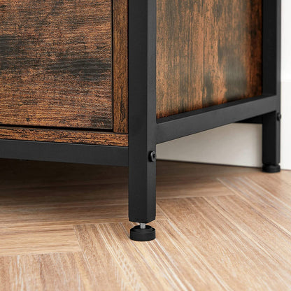 Meuble TV pour Télévision jusqu'à 65 Pouces, Banc Télé avec 3 Tiroirs, 40 x 147 x 50 cm, Style Industriel, Cadre en Acier