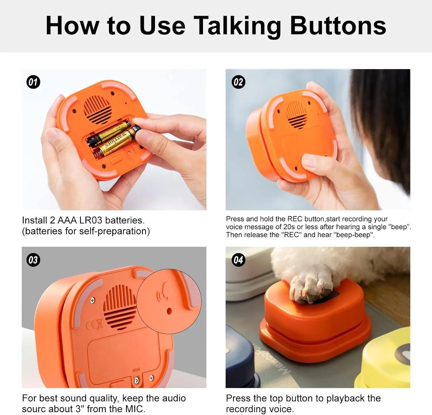 Boutons de communication pour chiens